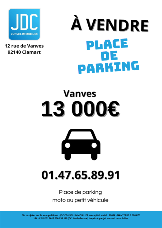 parking intérieur en vente sur VANVES (92170)